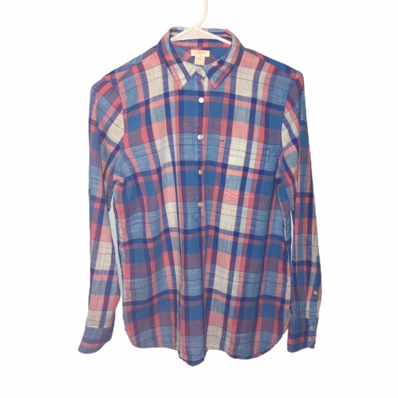 Woman J. Crew Factory Plaid Button Down Shirt SP - Picture 1 of 8